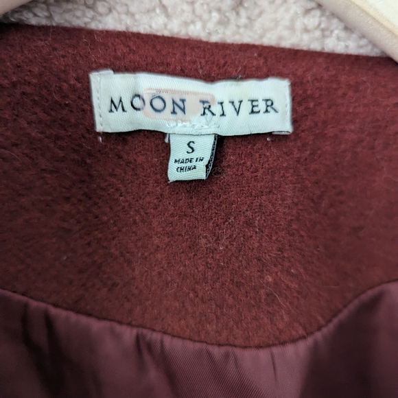 Moon River Maroon Dark Red Burgundy Wool Blend Moto Jacket, size S - Picture 4 of 9